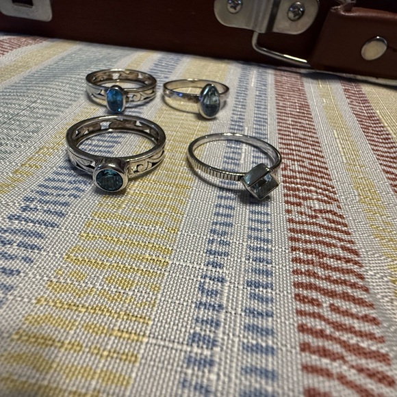 Silpada Sterling Silver and Blue Topaz Ring Set Size 11 - Picture 4 of 4